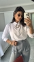 Camisa Crepe Alongada Manga Longa Giselle Branca
