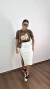 Saia Midi Moletinho Cintura Alta Fenda Pamela Off/Marrom - comprar online