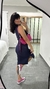 Imagem do Conjunto Canelado Ribana Saia Midi Blusa Regata Cropped Heloísa Azul Marinho