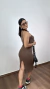 Vestido Canelado Ribana Midi Frente Única Fenda Traseira Talia Marrom - loja online