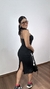 Vestido Canelado Ribana Midi Frente Única Fenda Traseira Talia Preto - loja online
