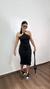 Vestido Canelado Ribana Midi Frente Única Fenda Traseira Talia Preto - comprar online