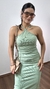 Imagem do Vestido Canelado Ribana Midi Frente Única Fenda Traseira Talia Verde Menta