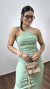 Vestido Canelado Ribana Midi Frente Única Fenda Traseira Talia Verde Menta - loja online