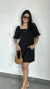 Vestido Curto Elástico Manga Bolsos Viscose Jade Preto na internet