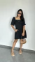 Vestido Curto Elástico Manga Bolsos Viscose Jade Preto - comprar online
