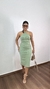 Vestido Canelado Ribana Midi Frente Única Fenda Traseira Talia Verde Menta na internet
