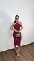 Vestido Canelado Ribana Midi Frente Única Fenda Traseira Talia Marsala - loja online