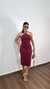 Vestido Canelado Ribana Midi Frente Única Fenda Traseira Talia Marsala - comprar online