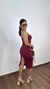 Vestido Canelado Ribana Midi Frente Única Fenda Traseira Talia Marsala na internet