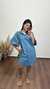 Chemise Camisa Camisão Bolsos Botões Crepe Azul Petróleo