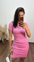 Vestido Ribana Canelado Classic Curto Rosa Chiclete - comprar online