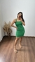 Vestido Canelado Ribana Alça Curto Manuela Verde Bandeira