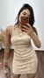 Vestido Canelado Ribana Alça Curto Manuela Nude - comprar online