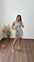 Vestido Canelado Ribana Alça Curto Manuela Cinza Mescla