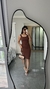 Vestido Canelado Ribana Midi Tubinho Decote Quadrado Carol Marrom na internet
