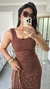 Vestido Canelado Ribana Midi Tubinho Decote Quadrado Carol Marrom - loja online
