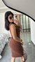 Imagem do Vestido Canelado Ribana Midi Tubinho Decote Quadrado Carol Marrom