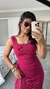Vestido Canelado Ribana Midi Tubinho Decote Quadrado Carol Pink - loja online