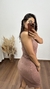 Vestido Canelado Ribana Midi Regata Tradicional Fenda Laís Nude Chocolate na internet