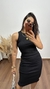 Vestido Canelado Ribana Midi Regata Tradicional Fenda Laís Preto - comprar online