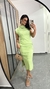 Vestido Canelado Ribana Midi Longuete Gola Alta Muscle Bolsos Aurora Verde Menta