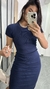Vestido Canelado Ribana Midi Tradicional Manga Curta Erika Azul Marinho - Menta Pimenta Rosa - Loja de roupas femininas - estilo - Moda básica - atemporal - estilosa