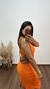 Vestido Canelado Ribana Midi Regata Tradicional Fenda Laís Laranja na internet
