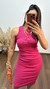Vestido Canelado Ribana Midi Regata Tradicional Fenda Laís Pink - comprar online