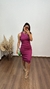 Vestido Canelado Ribana Midi Regata Tradicional Fenda Laís Fúcsia