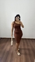 Vestido Canelado Ribana Midi Nula Manga Laura Marrom na internet