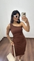 Vestido Canelado Ribana Midi Nula Manga Laura Marrom - Menta Pimenta Rosa - Loja de roupas femininas - estilo - Moda básica - atemporal - estilosa