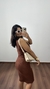 Vestido Canelado Ribana Midi Nula Manga Laura Marrom - loja online