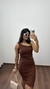 Imagem do Vestido Canelado Ribana Midi Nula Manga Laura Marrom