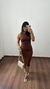 Vestido Canelado Ribana Midi Regata Tradicional Fenda Laís Marrom na internet
