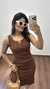 Vestido Canelado Ribana Midi Gola V Regata Melina Marrom na internet
