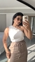Blusa Viscolycra Nula Manga Boho Chic Barra Transversal Fenda Lateral Mabel Off White na internet
