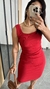 Vestido Canelado Ribana Midi Tubinho Decote Quadrado Carol Vermelho - loja online
