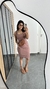 Vestido Canelado Ribana Midi Tubinho Decote Quadrado Carol Nude Chocolate