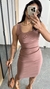 Imagem do Vestido Canelado Ribana Midi Tubinho Decote Quadrado Carol Nude Chocolate