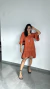 Vestido Viscose Bata Mullet Boho Chic Curto Decote Quadrado Babado Esmeralda Marrom - comprar online