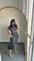 Conjunto Canelado Ribana Saia Midi Blusa Cropped Manga Curta Melissa Cinza Chumbo - comprar online