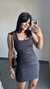 Vestido Canelado Ribana Curto Regata Decote Quadrado Lívia Cinza Chumbo - Menta Pimenta Rosa - Loja de roupas femininas - estilo - Moda básica - atemporal - estilosa