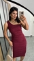 Vestido Canelado Ribana Midi Nula Manga Laura Marsala na internet
