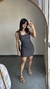 Vestido Canelado Ribana Curto Regata Decote Quadrado Lívia Cinza Chumbo na internet