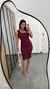 Vestido Canelado Ribana Midi Nula Manga Laura Marsala