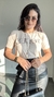T-shirt Tee Cropped Viscolycra Vogue Metalizado Nude - comprar online