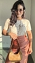 T-shirt Tee Cropped Viscolycra Vogue Metalizado Nude na internet