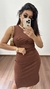 Conjunto Canelado Ribana Saia Midi Blusa Regata Cropped Heloísa Marrom na internet