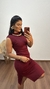 Vestido Canelado Ribana Midi Meia Manga Muscle Vanessa Marsala - comprar online